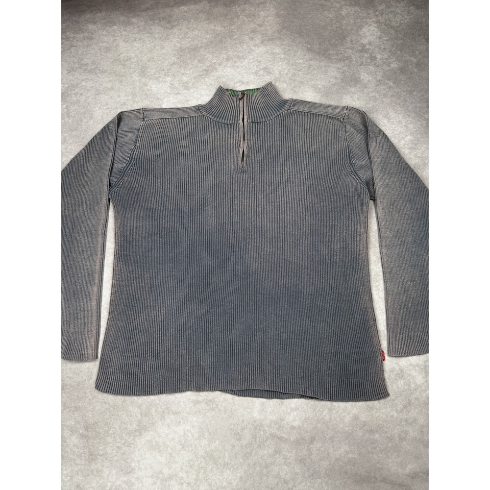 Levis Sweater Mens Large Ribbed Half Zip Pullover‎ Vintage Hong Kong 90s